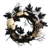 24 In. Black Skull And Bones Halloween Wreath -Christmas Gift Shop nearly natural halloween wreaths w1206 64 1000
