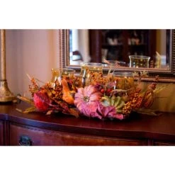 30 In. Harvest Triple Candelabrum And Artificial Foliage Table Arrangement -Christmas Gift Shop nearly natural indoor fall decorations 4909 44 1000