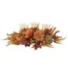 30 In. Harvest Triple Candelabrum And Artificial Foliage Table Arrangement -Christmas Gift Shop nearly natural indoor fall decorations 4909 64 1000