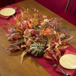 30 In. Harvest Triple Candelabrum And Artificial Foliage Table Arrangement -Christmas Gift Shop nearly natural indoor fall decorations 4909 c3 1000