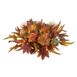 30 In. Harvest Triple Candelabrum And Artificial Foliage Table Arrangement -Christmas Gift Shop nearly natural indoor fall decorations 4909 fa 1000