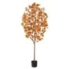 6 Ft. Orange Autumn Eucalyptus Artificial Tree -Christmas Gift Shop nearly natural indoor fall decorations t2783 64 1000
