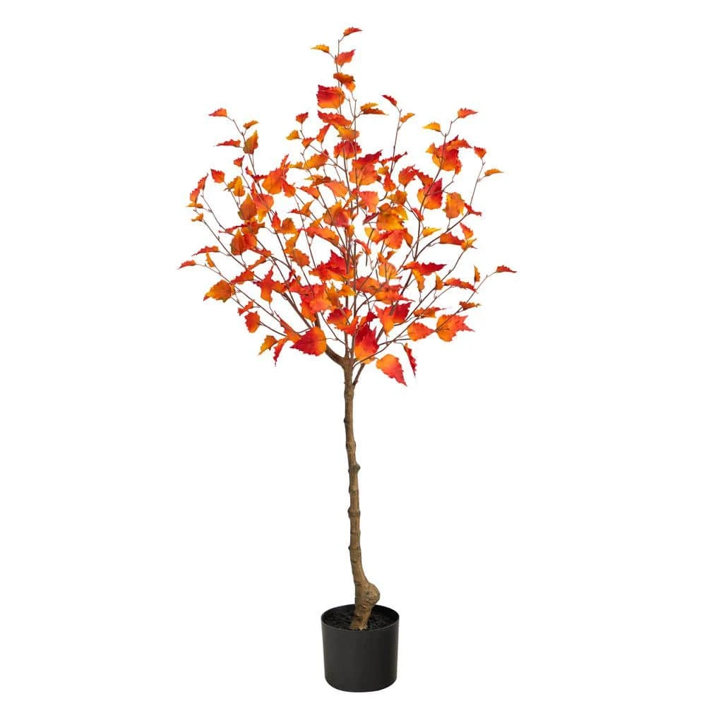4 Ft. Orange Fall Birch Artificial Autumn Tree 3 4 Ft. Orange Fall Birch Artificial Autumn Tree