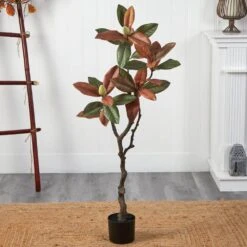 4 Ft. Brown Fall Magnolia Artificial Tree -Christmas Gift Shop nearly natural indoor fall decorations t2788 31 1000