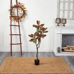 4 Ft. Brown Fall Magnolia Artificial Tree -Christmas Gift Shop nearly natural indoor fall decorations t2788 4f 1000