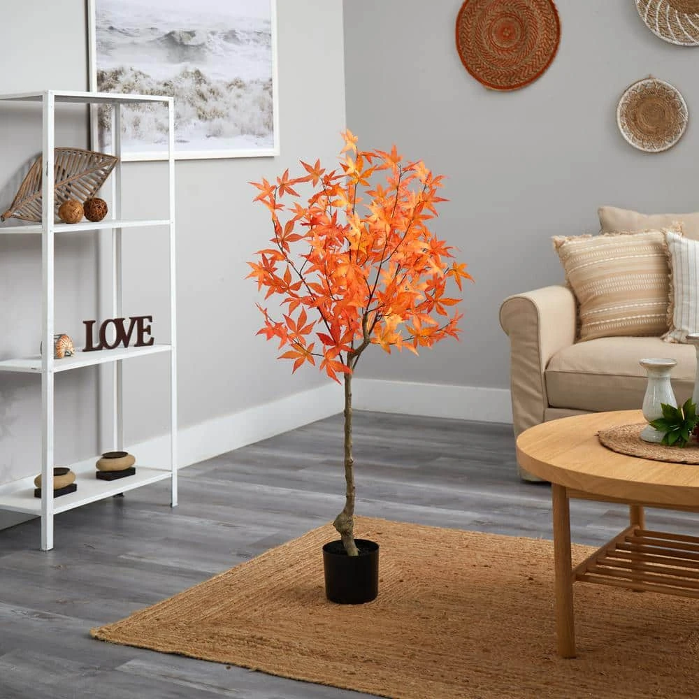 6 Ft. Orange Autumn Maple Artificial Tree 5 6 Ft. Orange Autumn Maple Artificial Tree - Image 3