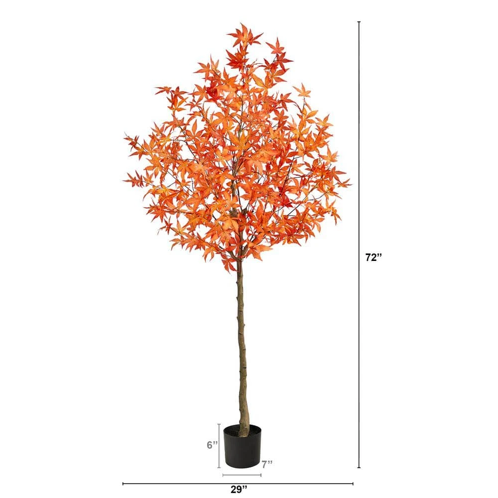 6 Ft. Orange Autumn Maple Artificial Tree 4 6 Ft. Orange Autumn Maple Artificial Tree - Image 2