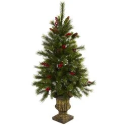 4 Ft. Artificial Christmas Tree With Berries, Pine Cones, LED Lights And Decorative Urn 9 4 Ft. Artificial Christmas Tree With Berries, Pine Cones, LED Lights And Decorative Urn -Christmas Gift Shop nearly natural pre lit christmas trees 5371 c3 1000