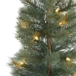 4 Ft. Green Pre-lit Pine Artificial Christmas Tree With 70 Warm White Lights Set In A Burlap Base -Christmas Gift Shop nearly natural pre lit christmas trees t1426 4f 1000