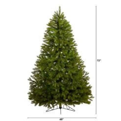 6 Ft. Pre-lit Cambridge Spruce Flat Back Artificial Christmas Tree With 350 Warm White Multifunction LED Lights -Christmas Gift Shop nearly natural pre lit christmas trees t1438 c3 1000