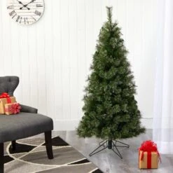 5 Ft. Pre-lit Cashmere Slim Artificial Christmas Tree With 250 Warm White Lights -Christmas Gift Shop nearly natural pre lit christmas trees t1444 76 1000