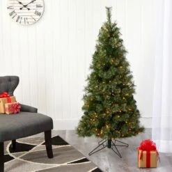 5 Ft. Pre-lit Cashmere Slim Artificial Christmas Tree With 250 Warm White Lights -Christmas Gift Shop nearly natural pre lit christmas trees t1444 fa 1000
