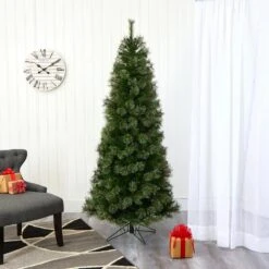 6.5 Ft. Pre-lit Cashmere Slim Artificial Christmas Tree With 350 Warm White Lights -Christmas Gift Shop nearly natural pre lit christmas trees t1445 76 1000