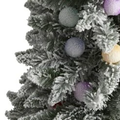 5 Ft. Pre-lit Flocked British Columbia Fir Artificial Christmas Tree With 50 Multicolor Globe Bulbs 11 5 Ft. Pre-lit Flocked British Columbia Fir Artificial Christmas Tree With 50 Multicolor Globe Bulbs -Christmas Gift Shop nearly natural pre lit christmas trees t1449 4f 1000