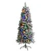 5 Ft. Pre-lit Flocked British Columbia Fir Artificial Christmas Tree With 50 Multicolor Globe Bulbs -Christmas Gift Shop nearly natural pre lit christmas trees t1449 64 1000