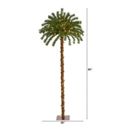 5 Ft. Pre-lit Christmas Palm Artificial Tree With 150 Warm White LED Lights -Christmas Gift Shop nearly natural pre lit christmas trees t1451 c3 1000