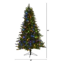 6.5 Ft. Pre-lit Vermont Spruce Artificial Christmas Tree With 450 Color Changing Multi-Function LED Lights With RC -Christmas Gift Shop nearly natural pre lit christmas trees t1457 c3 1000