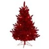 4 Ft. Red Pre-lit Flocked Fraser Fir Artificial Christmas Tree With 100 Red Lights, 14 Globe Bulbs -Christmas Gift Shop nearly natural pre lit christmas trees t1459 64 1000