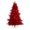 6 Ft. Red Pre-Lit Flocked Fraser Fir Artificial Christmas Tree With 350 Red Lights, 33 Globe Bulbs -Christmas Gift Shop nearly natural pre lit christmas trees t1460 64 1000