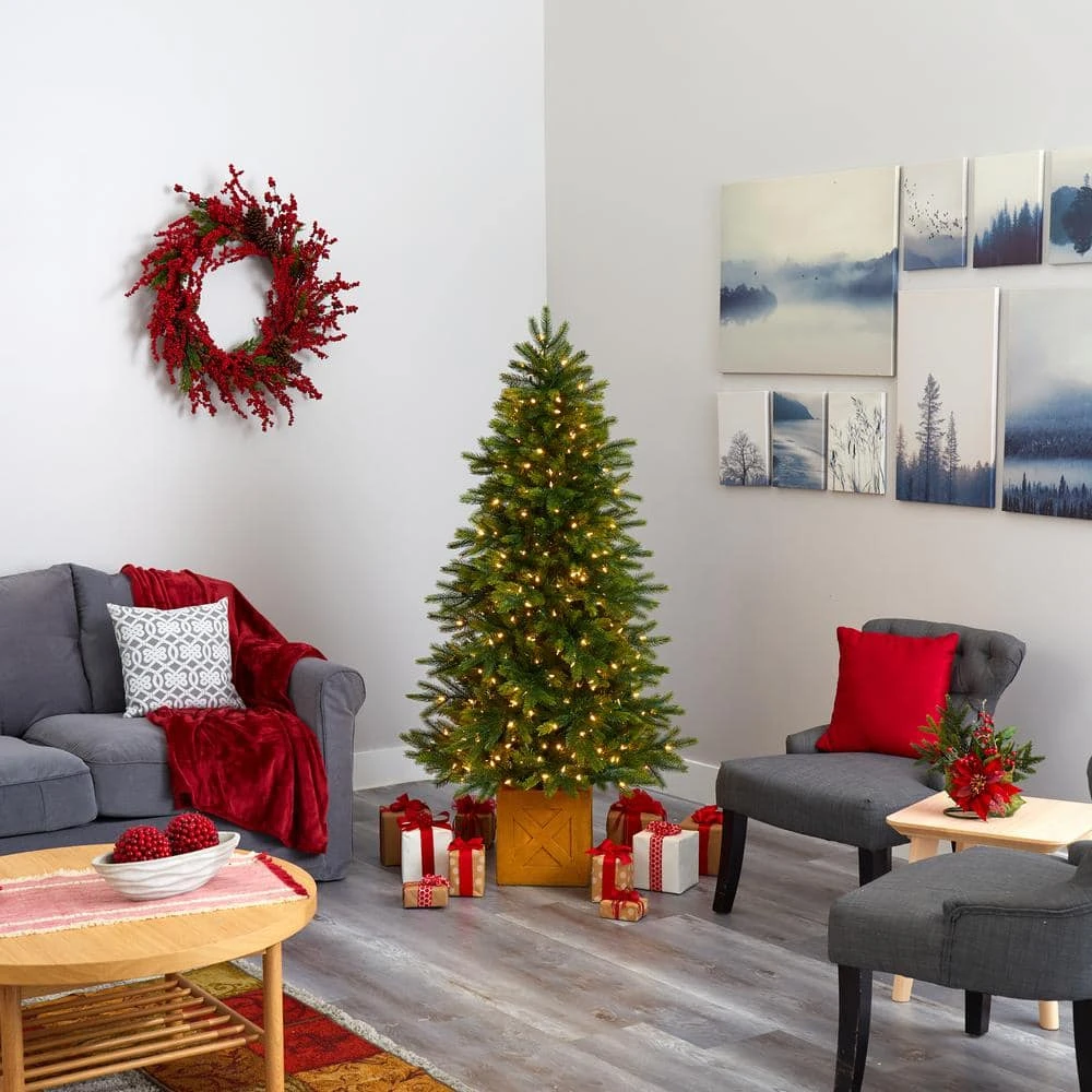 6 Ft. Pre-lit Manchester Fir Artificial Christmas Tree In Planter With 350 Clear Warm Multifunction LED Lights 10 6 Ft. Pre-lit Manchester Fir Artificial Christmas Tree In Planter With 350 Clear Warm Multifunction LED Lights - Image 8