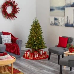 5 Ft. Pre-lit Cambridge Fir Artificial Christmas Tree With 300 Clear Warm Multi-Function LED Lights -Christmas Gift Shop nearly natural pre lit christmas trees t1478 fa 1000