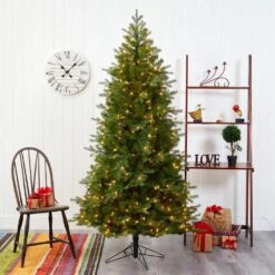 7 Ft. Pre-Lit Vienna Fir Artificial Christmas Tree With 450 Warm White Lights -Christmas Gift Shop nearly natural pre lit christmas trees t1486 31 1000
