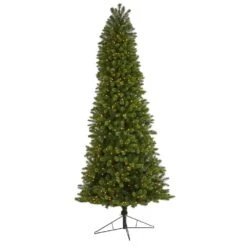 9 Ft. Pre-lit Slim Virginia Spruce Artificial Christmas Tree With 750 Warm White Multi-Function LED Lights