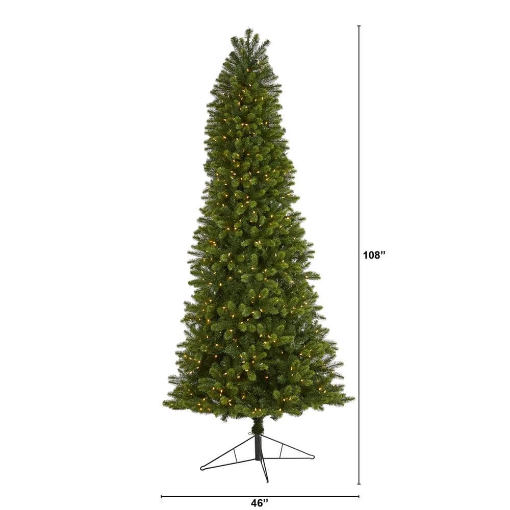 9 Ft. Pre-lit Slim Virginia Spruce Artificial Christmas Tree With 750 Warm White Multi-Function LED Lights 4 9 Ft. Pre-lit Slim Virginia Spruce Artificial Christmas Tree With 750 Warm White Multi-Function LED Lights - Image 2