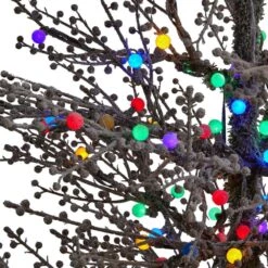 5 Ft. Pre-Lit Frosted Berry Twig Artificial Christmas Tree With 200 Multi-Colored Gum Ball LED Lights 9 5 Ft. Pre-Lit Frosted Berry Twig Artificial Christmas Tree With 200 Multi-Colored Gum Ball LED Lights -Christmas Gift Shop nearly natural pre lit christmas trees t1564 4f 1000