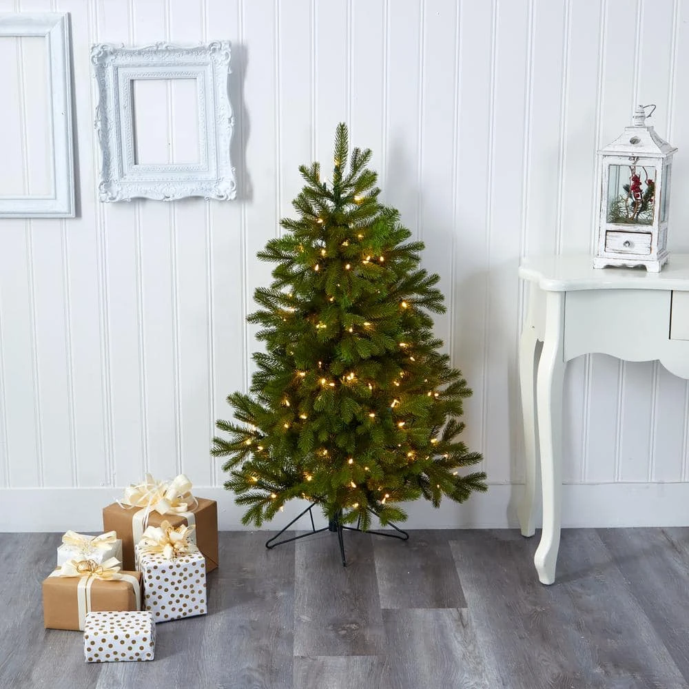 4 Ft. Pre-Lit Cambridge Spruce Flat Back Artificial Christmas Tree With 100 Warm White Multi-Function LED Lights 12 4 Ft. Pre-Lit Cambridge Spruce Flat Back Artificial Christmas Tree With 100 Warm White Multi-Function LED Lights - Image 10