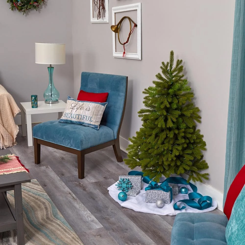 4 Ft. Pre-Lit Cambridge Spruce Flat Back Artificial Christmas Tree With 100 Warm White Multi-Function LED Lights 5 4 Ft. Pre-Lit Cambridge Spruce Flat Back Artificial Christmas Tree With 100 Warm White Multi-Function LED Lights - Image 3