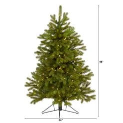 4 Ft. Pre-Lit Cambridge Spruce Flat Back Artificial Christmas Tree With 100 Warm White Multi-Function LED Lights 15 4 Ft. Pre-Lit Cambridge Spruce Flat Back Artificial Christmas Tree With 100 Warm White Multi-Function LED Lights -Christmas Gift Shop nearly natural pre lit christmas trees t1565 c3 1000