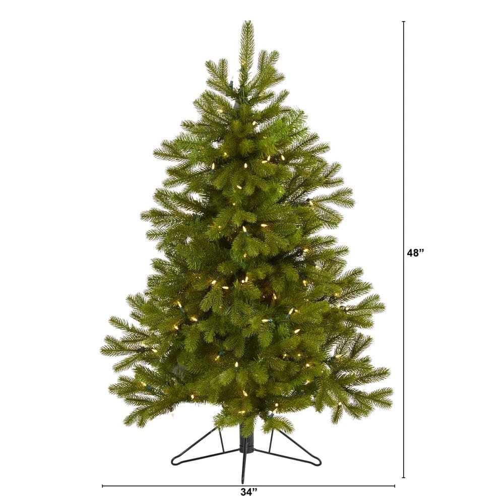 4 Ft. Pre-Lit Cambridge Spruce Flat Back Artificial Christmas Tree With 100 Warm White Multi-Function LED Lights 6 4 Ft. Pre-Lit Cambridge Spruce Flat Back Artificial Christmas Tree With 100 Warm White Multi-Function LED Lights - Image 4