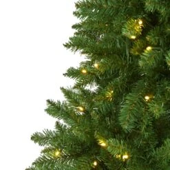6 Ft. Pre-Lit Slim Green Mountain Pine Artificial Christmas Tree With 250 Clear LED Lights -Christmas Gift Shop nearly natural pre lit christmas trees t1600 4f 1000