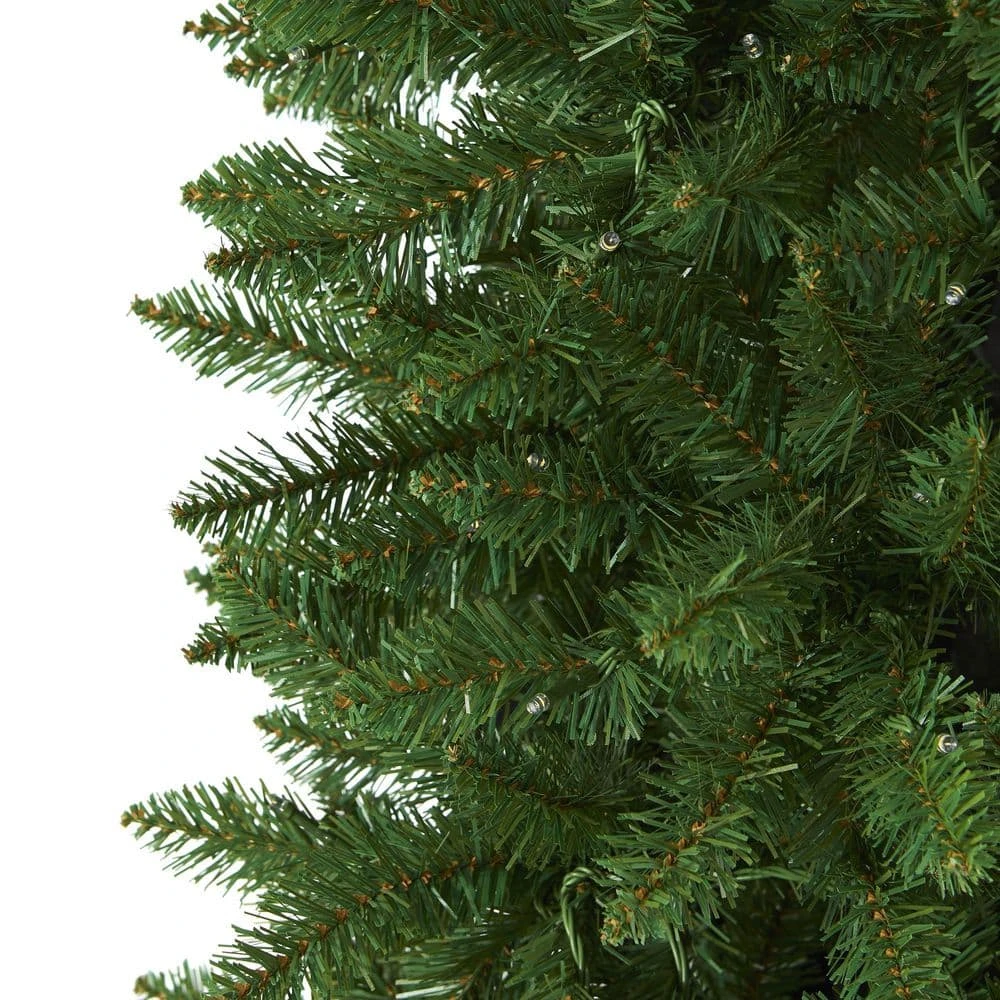 6.5 Ft. Pre-Lit Slim Green Mountain Pine Artificial Christmas Tree With 300 Clear LED Lights 7 6.5 Ft. Pre-Lit Slim Green Mountain Pine Artificial Christmas Tree With 300 Clear LED Lights - Image 5