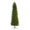 8 Ft. Pre-Lit Slim Green Mountain Pine Artificial Christmas Tree With 400 Clear LED Lights -Christmas Gift Shop nearly natural pre lit christmas trees t1604 64 1000