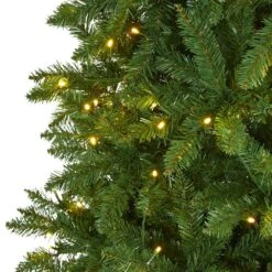 9 Ft. Pre-Lit Slim Green Mountain Pine Artificial Christmas Tree With 600 Clear LED Lights -Christmas Gift Shop nearly natural pre lit christmas trees t1605 4f 1000