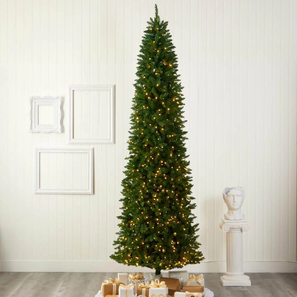 10 Ft. Pre-Lit Slim Green Mountain Pine Artificial Christmas Tree With 800 Clear LED Lights 10 10 Ft. Pre-Lit Slim Green Mountain Pine Artificial Christmas Tree With 800 Clear LED Lights - Image 8