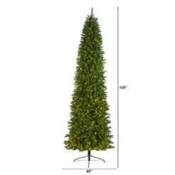 10 Ft. Pre-Lit Slim Green Mountain Pine Artificial Christmas Tree With 800 Clear LED Lights 12 10 Ft. Pre-Lit Slim Green Mountain Pine Artificial Christmas Tree With 800 Clear LED Lights -Christmas Gift Shop nearly natural pre lit christmas trees t1606 c3 1000