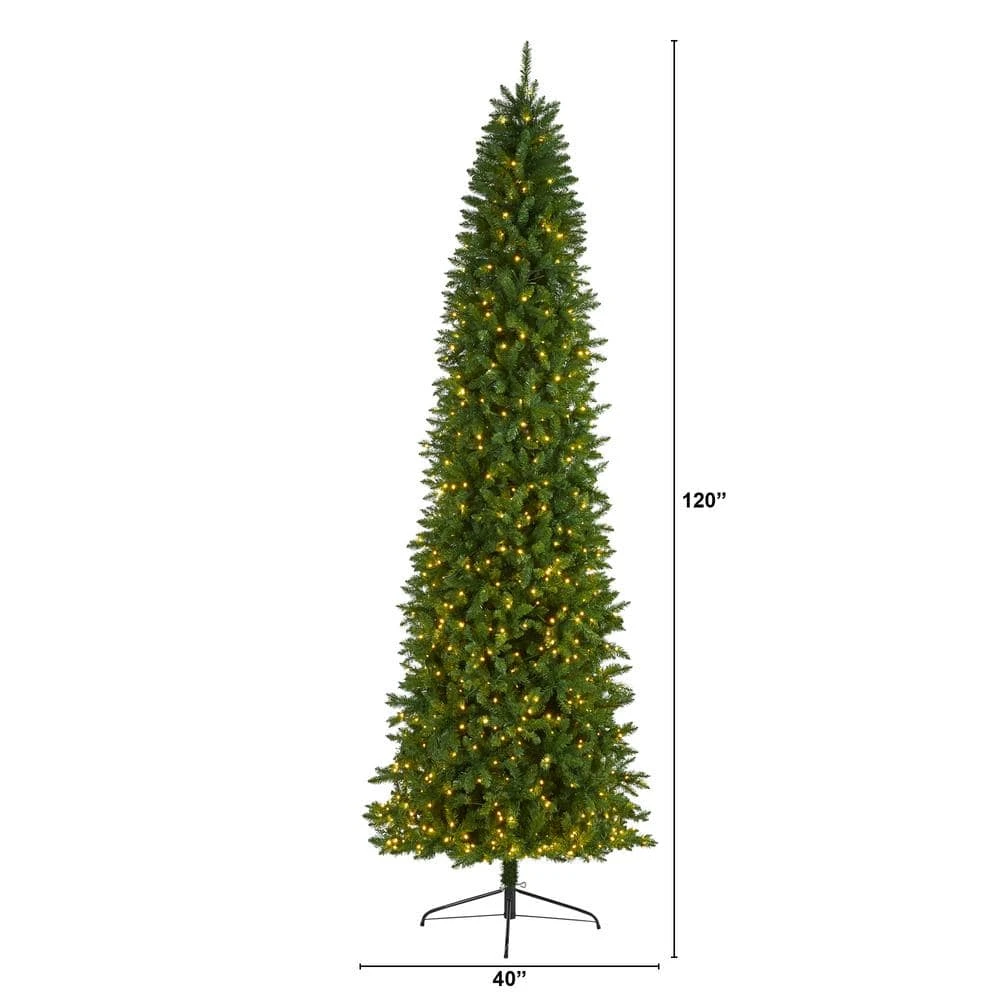 10 Ft. Pre-Lit Slim Green Mountain Pine Artificial Christmas Tree With 800 Clear LED Lights 5 10 Ft. Pre-Lit Slim Green Mountain Pine Artificial Christmas Tree With 800 Clear LED Lights - Image 3