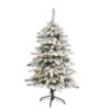 4 Ft. Pre-Lit Flocked Livingston Fir Artificial Christmas Tree With Pine Cones And 150 Clear Warm LED Lights -Christmas Gift Shop nearly natural pre lit christmas trees t1609 64 1000