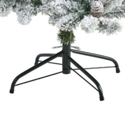 5 Ft. Pre-Lit Flocked Livingston Fir Artificial Christmas Tree With Pine Cones And 200 Clear Warm LED Lights -Christmas Gift Shop nearly natural pre lit christmas trees t1610 1f 1000