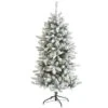 5 Ft. Pre-Lit Flocked Livingston Fir Artificial Christmas Tree With Pine Cones And 200 Clear Warm LED Lights -Christmas Gift Shop nearly natural pre lit christmas trees t1610 64 1000