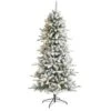 6 Ft. Pre-Lit Flocked Livingston Fir Artificial Christmas Tree With Pine Cones And 300 Clear Warm LED Lights 2 6 Ft. Pre-Lit Flocked Livingston Fir Artificial Christmas Tree With Pine Cones And 300 Clear Warm LED Lights -Christmas Gift Shop nearly natural pre lit christmas trees t1611 64 1000