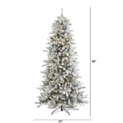 7.5 Ft. Pre-Lit Flocked Livingston Fir Artificial Christmas Tree With Pine Cones And 500 Clear Warm LED Lights -Christmas Gift Shop nearly natural pre lit christmas trees t1613 c3 1000