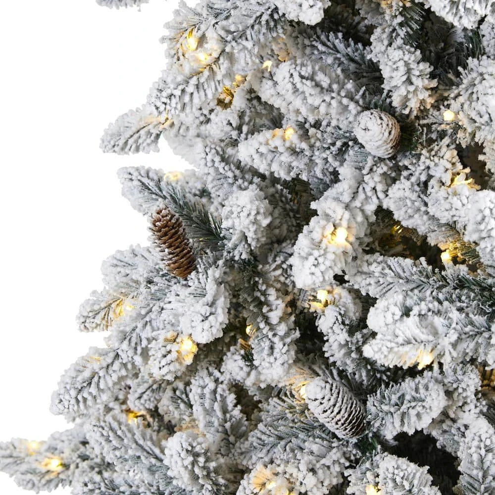 9 Ft. Pre-Lit Flocked Livingston Fir Artificial Christmas Tree With Pine Cones And 650 Clear Warm LED Lights 5 9 Ft. Pre-Lit Flocked Livingston Fir Artificial Christmas Tree With Pine Cones And 650 Clear Warm LED Lights - Image 3