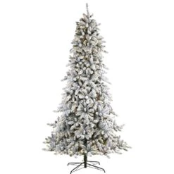 9 Ft. Pre-Lit Flocked Livingston Fir Artificial Christmas Tree With Pine Cones And 650 Clear Warm LED Lights