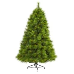 6 Ft. Green Pre-Lit Scotch Pine Artificial Christmas Tree With 300 Clear LED Lights 12 6 Ft. Green Pre-Lit Scotch Pine Artificial Christmas Tree With 300 Clear LED Lights -Christmas Gift Shop nearly natural pre lit christmas trees t1615 4f 1000