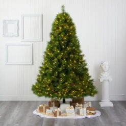 7.5 Ft. Green Pre-Lit Scotch Pine Artificial Christmas Tree With 550 Clear LED Lights 15 7.5 Ft. Green Pre-Lit Scotch Pine Artificial Christmas Tree With 550 Clear LED Lights -Christmas Gift Shop nearly natural pre lit christmas trees t1617 31 1000