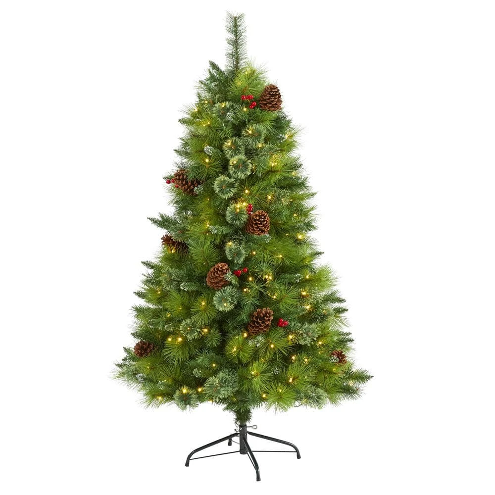 5 Ft. Pre-Lit Montana Mixed Pine Artificial Christmas Tree With Pine Cones, Berries And 250 Clear LED Lights 3 5 Ft. Pre-Lit Montana Mixed Pine Artificial Christmas Tree With Pine Cones, Berries And 250 Clear LED Lights